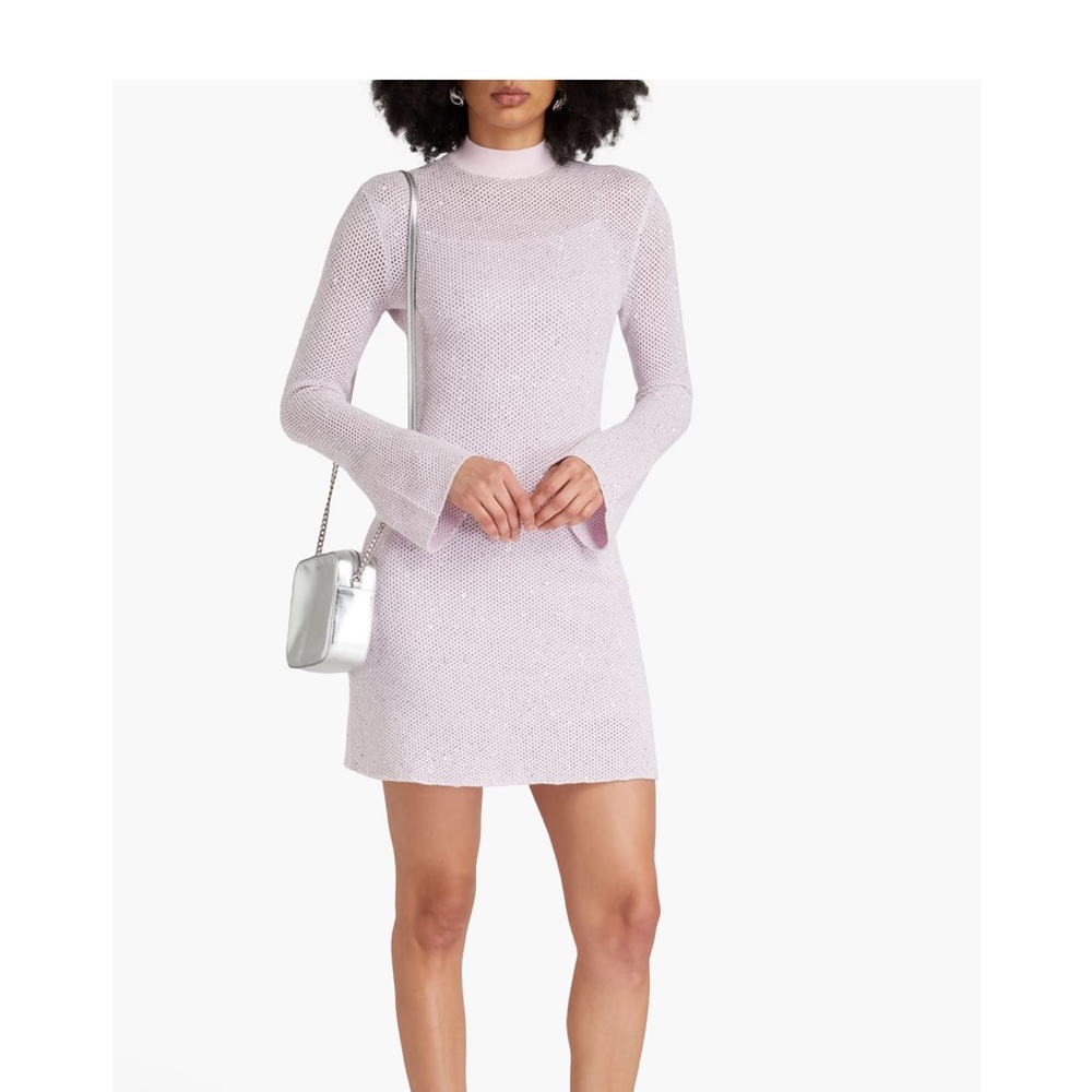 MAJE
Embellished cutout metallic open-knit mini dress Size 36